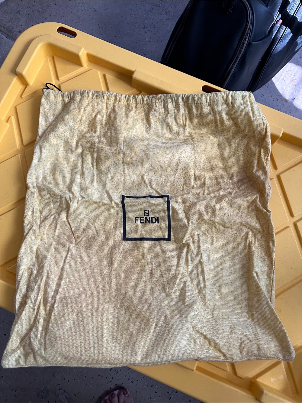 Fendi Pale Yellow Drawstring Dust Bag with Logo